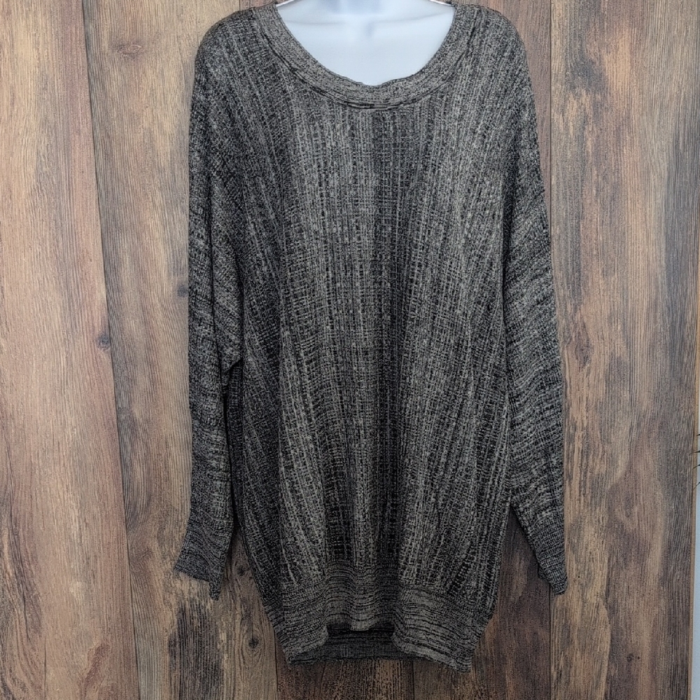 Lane Bryant Heathered Gray/Black Wide Neck Sweater 22/24